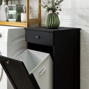 HOMCOM Laundry Hamper with Removable Basket, Tilt Out Hamper with Drawer and Beadboard Door, Bathroom Storage Cabinet, Black by CozyNest Decor