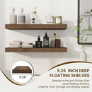 24 Inch Floating Shelves, 24"x9.25"x1.5" Inch Deep Floating Shelves for Wall, Wooden Shelves for Bathroom, Bedroom, Living Room, Walnut