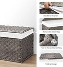 Wicker Storage Basket with Lid, 42.3 Gallon (160L) Large Blanket Basket with Lid, Woven Storage Bin with Handles, Removable Liner, Metal Frame, Foldable, for Bedroom, Laundry Room, Grey by CozyNest Decor