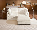Oversized Modular Sofa, Extra Deep Cloud Corduroy Sectional Couch with Ottoman Chaise, Fluffy Chenille Loveseat L Sofa for Living Room, Villa (Loveseat+Ottoman, Corduroy White) by CozyNest Decor