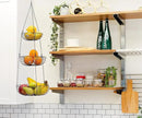CAXXA 3-Tier Hanging Basket Fruit Organizer Kitchen Heavy Duty Wire Organizer with 2 Free Bonus Metal Ceiling Hooks, Black by CozyNest Decor