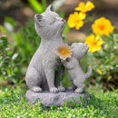 Solar Cat Garden Statue Outdoor Decor - Mother & Kitten Figurines with Flower LED Light, Outside Yard Art Patio Balcony Lawn Ornament, Unique Gifts for Cat Lover by CozyNest Decor