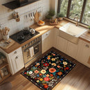 Floral 2x3 Area Rug Machine Washable Soft Print Boho Carpet Non Slip Doormat Low Pile Flower Area Rugs for Living Room Bedroom Nursery Kitchen Dining Room Indoor-Black by TinyTreasures Baby Boutique