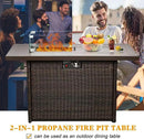 LayinSun 44" Propane Gas Fire Pit Table, 55000 BTU Rectangular Fire Pit with Glass Wind Guard for Outside Patio Deck Garden Backyard Brown-Aluminum Top by GreenHaven Gardens