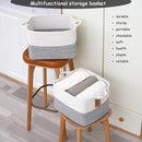 COMFY-HOMI 3-Pack Cotton Rope Woven Basket with Handles for Shelves, Book, Cloth Basket|Dog Toy Basket for Organizingy|13.5" x 11" x 9.5" for Bedroom（White/Grey） by TinyTreasures Baby Boutique