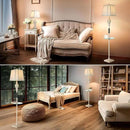 Rustic Floor Lamp, Living Room Lamps with Glass Tray, stepless diming Floor Lamp with Remote Control and USB A&C Charging Ports for Living Room Bedroom Office Smart Bulbs Included by CozyNest Decor