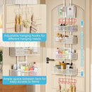 Adjustable Over The Door Organizer, Hanging Door Storage with PVC Pocket and 4 Metal Baskets Wall Mount, Closet Door Organizer Behind Door Rack for Bathroom Bedroom Closet, White by CozyNest Decor