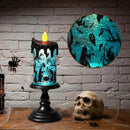 Eldnacele Halloween Snow Globe Flameless Candle with Timer, Battery Operated Spooky Spinning Water Glittering Tornado Lamp LED Candlestick Table Fireplace Witch Decal Halloween Holiday Decoration by CozyNest Decor