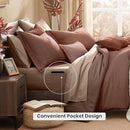 Monbix King Size Comforter Set, Terracotta King Size Bed Set Reversible, King Comforter Set 7 Pieces, Cationic Dyeing Bed in a Bag with Comforter, Sheets, Pillowcases & Shams by CozyNest Decor