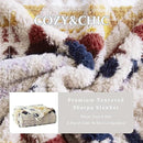 CASAAGUSTO Boho Sherpa Throw Blanket, Aztec Queen Blanket, Ultra Soft, Warm, Cozy, Plush, Thick Fleece Bohemian Throw Blanket for Couch, Bed, Sofa (Khaki 90 * 90 Inch) by CozyNest Decor