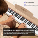 Digital Piano Keyboard for Beginners, Full Size 88 Key Semi-Weighted Keyboard Electric Piano with Stand,Power Adapter,Sheet Music Stand,Pedal,Headphone,USB-MIDI Compatible,Wood Grain Apricot by TinyTreasures Baby Boutique