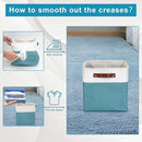 Collapsible Fabric Storage Cubes 11x11 Cube Storage Bins, 4 Pack Closet Baskets Box with Handles for Organizing, Shelf, Toys, Clothes, Home, Office, Nursery (Teal&White) by CozyNest Decor