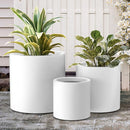 Kante RC0119ABC-C80011 Set of 3 Lightweight Concrete Modern Cylinder Outdoor Planters, 15.8, 12.9 and 9.8 Inch Diameter, Pure White by GreenHaven Gardens