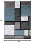 Rugshop Contemporary Modern Boxes for Home Office,Living Room,Bedroom,Kitchen Non Shedding Area Rug 10' X 14' Blue/Gray by TinyTreasures Baby Boutique