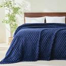 NEWCOSPLAY Super Soft King Blanket Dark Navy Premium Silky Flannel Fleece 3D Clouds Stylish Jacquard Lightweight Bed Blanket All Season Use 350GSM (Dark Navy, King(90"x110")) by CozyNest Decor