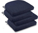 downluxe Indoor Chair Cushions for Dining Chairs, Soft and Comfortable Textured Foam Kitchen Chair Pads with Ties and Non-Slip Backing, 16" x 16" x 2", Navy, 4 Pack by CozyNest Decor