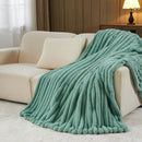 NEWCOSPLAY Faux Fur Throw Blanket New Sage Green 3D Ribbed Plush Thick Warm Blanket for Couch Sofa Bed 850GSM (New Sage Green Ribbed, Throw(50"x60")) by CozyNest Decor