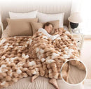 Cozy Faux Fur Throw Blanket for Bed-Warm Fuzzy Throw Blanket, Soft Plush Thick Bubble Blankets for Bedroom and Living Room, Furry Luxury Blanket, 90 x 108, Tie-Dye Brown by CozyNest Decor