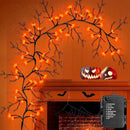 9 FT 72LED Halloween Willow Vine Twig Decor Branches Garland with Lights - 8 Modes Timer - Waterproof Battery Operated for Indoor Wall Fireplace Halloween Decorations by CozyNest Decor