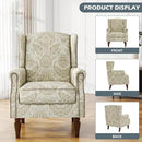 UIXE High Back Floral Accent Chairs Set of 2, Upholstered Armchair in Fabric, Retro Printed Wingback Arm Chair for Living Room, Nailhead Trim Single Sofa Bedroom Reading Seat - White by CozyNest Decor