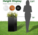 Galvanized Steel Metallic Heavy Planter for Outdoor Plants Metal Planters Box 14"x14"x30" Spliced Flower Planter with Partitions for Outside,Indoor,Garden (Black, 14 * 14 * 30) by GreenHaven Gardens