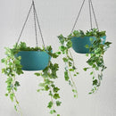 WOUSIWER 13 inch 2 Pack Large Hanging Planters for Indoor Outdoor Plants with Drainage Holes and Chain, Round Hanging Flower Pots for Garden Home Porch Decor, Myrtle Green by CozyNest Decor