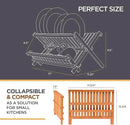 BAMBUSI Dish Drying Rack - Collapsible 2-Tier Bamboo Dish Rack for Kitchen Counter, Wooden Dish Drainer with Foldable Space-Saving Design - Drying Rack for Dishes, Plates, and Cups - Housewarming Gift by CozyNest Decor