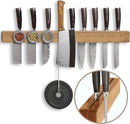 Premium 24 inch Magnetic Knife Holder for Wall with 2x Storage & Charming Wood - Knife Magnetic Strip, Under Cabinet Magnet Knives Storage - Magnet Strip Rack Kitchen Utensil Holder Organizer Tool by CozyNest Decor