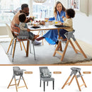 Ezebaby Foldable Wooden High Chairs, 3-in-1 Convertible Baby High Chair, Dining Booster Seat, Toddler Chair, Easy Clean High Chairs for Babies and Toddlers with Large Adjustable Tray- Transparent Gray by TinyTreasures Baby Boutique