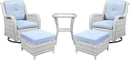 Outdoor Swivel Rocker Furniture 5 Pieces Patio Wicker Furniture Sets, Rattan Patio Swivel Glider Chairs with 2 Ottoman and Glass Side Table by GreenHaven Gardens