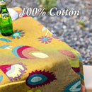 Snycler Boho Throw Blanket for Bed, 100% Organic Cotton Muslin Soft Throw-Yellow Boho Floral Farmhouse Rustic Spring Summer Fall Decor Blanket for Couch Sofa Quilt and Gift, 80" x 90" by CozyNest Decor