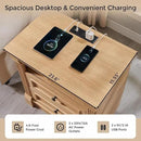 26" Tall Farmhouse Nightstand Set of 2, 2 Drawers End Table w/Charging Station, 23.6" Wide Large Side Tables w/Roman Column, Wood Rustic Sofa Tables w/Open Shelf, Bedside Table for Bedroom, Natrual by CozyNest Decor