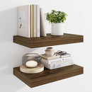 Marsmiles 16" Floating Shelves for Wall, Wooden Shelves with Invisible Brackets Set of 2, Rustic Farmhouse Wall Mounted Shelf for Kitchen Bathroom Living Room Study, Walnut by CozyNest Decor