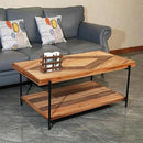 CONSDAN StoneCreek Coffee Table, Solid Fir Wood & Metal Frame, 2-Tier Industrial Farmhouse Table for Living Room/Office, 44" Rectangular Table by CozyNest Decor