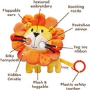 Roary The Lion Crinkle Toy for Baby - Sensory Tummy Time Toys - Plush Stuffed Animal with Teething Toy Chew Ring by TinyTreasures Baby Boutique