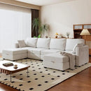 mestyl Modular Sectional Sofa Convertible U Shaped Sofa Couch Set with Storage for Living Room, Modern 4 Seater Modular Sectional Couch with 2 Movable Ottoman (Beige) by CozyNest Decor