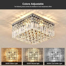 4-Light Black Crystal Chandeliers Flush Mount Chandelier Light Fixture with K9 Crystals Modern Ceiling Lights Elegant Square Lamp for Bedroom,Hallway,Bar,Living Room,Dining Room,H5.9 xW13.7 by CozyNest Decor