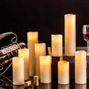 Flameless Candles Battery Operated Candles 4" 5" 6" 7" 8" 9" Set of 9 Ivory Real Wax Pillar LED Candles with 10-Key Remote and Cycling 24 Hours Timer by CozyNest Decor