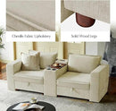 HULALA HOME 148" Modular Sectional Sofa with USB Port and Console, 4 Seater Sofa with Storage Ottoman, Oversized Sectional Couches for Living Room, FSC Certified, Beige by CozyNest Decor