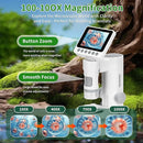 Microscope for Kids with up to 1000X Magnification, 3.5-inch Foldable Color Screen, 2-in-1 USB Microscope with Photo and Video for Classroom Education, Learning and Exploration by TinyTreasures Baby Boutique