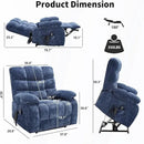 Lay Flat Recliner with Vibration Massage and Lumbar Heating, 26'' Wide Recliner Chair with Infinite Position and 2 Remote Controls, Soft Chenille Lift Recliner for Living Room, Blue by CozyNest Decor