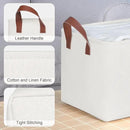 KEEGH Storage Baskets for Organizing, Fabric Storage Bins with Leather Handles, Shelf Baskets for Closet Organization, 15" L x 11" W x 10" H, White, 4 Pack by CozyNest Decor