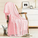 inhand Knitted Gift Throw Blankets for Couch and Bed,Valentines Day Decor Blanket for Her Him Girlfriend Wife, Pink Romatic Lightweight Decorative with Tassel, Farmhouse Warm Woven for Women, 60"x80" by CozyNest Decor