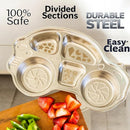 Stainless Steel Plates for Kids, Toddler Plate, Non Toxic Baby Dinnerware, BPA-Free Feeding Tray, Durable, Easy to Clean, Compatible with Dishwasher, Freezer, Microwave by TinyTreasures Baby Boutique