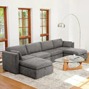 CHITA Oversized Modular Sectional Fabric Sofa Set, Extra Large U Shaped Couch with Reversible Chaise, 146 inch Width, 6 Seat Modular Sofa with Storage Ottamans, Grey by CozyNest Decor
