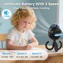2025 Upgarded 4000mAh Misting Baby Stroller Fan, Rechargeable Battery Operated,Max 15Hrs Cooling,50ml Portable Water Sprayer Misting Fan with Flexible Tripod Clip on Car Seat Crib Treadmill Bunk Bed by TinyTreasures Baby Boutique