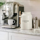Barnyard Designs Coffee Canister for Kitchen Counter, Decorative Ceramic Coffee Container, Rustic Farmhouse Canister Jar, White (Coffee) by CozyNest Decor
