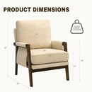 Modern Accent Chair for Living Room Mid Century Arm Chair Upholstered Bedroom Chair Comfy Lounge Chair with Solid Wood Frame, Beige by CozyNest Decor