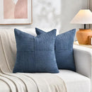 Fancy Homi 2 Packs Dusty Blue Samll Decorative Throw Pillow Covers 14x14 Inch with for Couch Bed Sofa, Rustic Farmhouse Boho Home Decor, Soft Corss Patchwork Corduroy Square Cushion Case 35x35 cm by CozyNest Decor