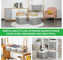 Bidtakay Large Storage Baskets for Organizing 3-Pack Fabric Closet Organizers Storage Bins with Handles 16x11.8x11.8 In Collapsible Baskets for Shelves Cloth Home Organization L-White&Grey by TinyTreasures Baby Boutique